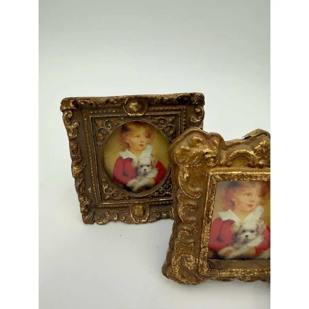 Mid-20th Century International Silver Company Set of 3 Mini Gold Ornate Frames